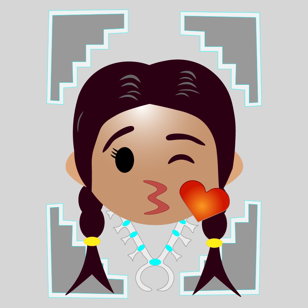 Navajo emoji girl blowing kiss